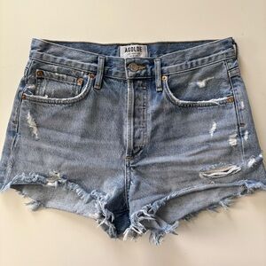 Agolde Women's Frayed Jean Shorts - Light Blue Size 25